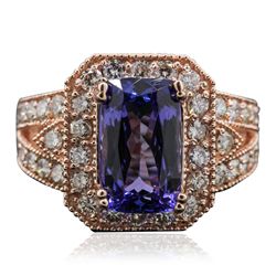 14KT Rose Gold 5.45ct Tanzanite and Diamond Ring