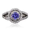 Image 1 : 14KT White Gold 0.64ct Tanzanite and Diamond Ring