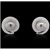 Image 3 : 14KT White Gold Pearl and Diamond Earrings