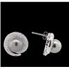 Image 4 : 14KT White Gold Pearl and Diamond Earrings