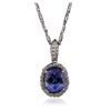 Image 3 : 18KT White Gold 3.50ct Tanzanite and Diamond Pendant With Chain