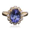 Image 3 : 14KT Yellow Gold 2.92ct Tanzanite and Diamond Ring