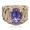 Image 1 : 14KT Yellow Gold 3.29ct Tanzanite and Diamond Ring