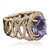 Image 2 : 14KT Yellow Gold 3.29ct Tanzanite and Diamond Ring