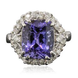 14KT White Gold 5.51ct Tanzanite and Diamond Ring