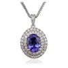 Image 4 : 14KT White Gold 5.01ct Tanzanite and Diamond Pendant With Chain