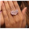 Image 1 : 14KT Rose Gold 13.01ct Rose Quartz, Ruby and Diamond Ring