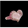 Image 4 : 14KT Rose Gold 13.01ct Rose Quartz, Ruby and Diamond Ring