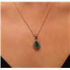 Image 2 : 14KT Yellow Gold 2.58ct Emerald and Diamond Pendant With Chain