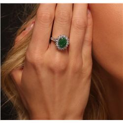 14KT White Gold 2.07ct Emerald and Diamond Ring