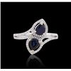 Image 3 : 18KT White Gold 0.96ctw Sapphire and Diamond Ring