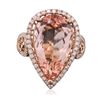 Image 3 : 14KT Rose Gold 7.40ct Morganite and Diamond Ring