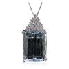 Image 4 : 14KT White Gold 51.13ct Aquamarine and Diamond Pendant With Chain