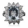 Image 1 : 14KT White Gold 3.96ct Aquamarine and Diamond Ring