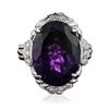 Image 3 : 14KT White Gold 12.42ct Amethyst and Diamond Ring