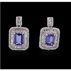 18KT White Gold 3.65ctw Tanzanite and Diamond Earrings