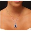 Image 2 : 14KT White Gold 5.00ct Tanzanite and Diamond Pendant With Chain