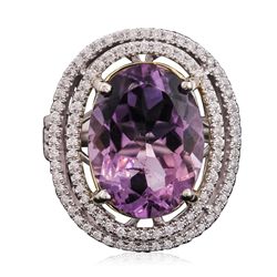 14KT Two-Tone Gold 8.09ct Amethyst and Diamond Ring