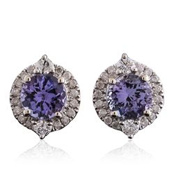 14KT Yellow Gold 3.24ctw Tanzanite and Diamond Earrings