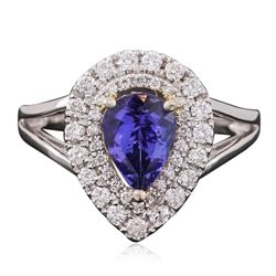 14KT White Gold 1.22ct Tanzanite and Diamond Ring