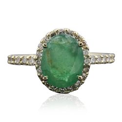 14KT Yellow Gold 1.56ct Emerald and Diamond Ring