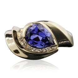 14KT Yellow Gold 2.00ct Tanzanite and Diamond Ring