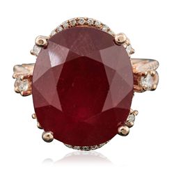 14KT Rose Gold 16.78ct Ruby and Diamond Ring