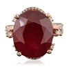 Image 1 : 14KT Rose Gold 16.78ct Ruby and Diamond Ring
