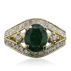 14KT Yellow Gold 1.63ct Emerald and Diamond Ring