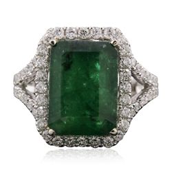 14KT Two-Tone 6.53ct Emerald and Diamond Ring