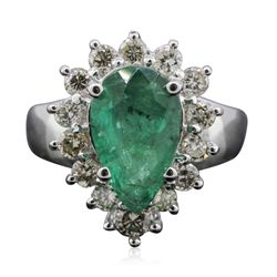 14KT White Gold 2.23ct Emerald and Diamond Ring