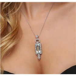 14KT White Gold 11.80ct Aquamarine and Diamond Pendant With Chain