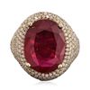 Image 1 : 14KT Yellow Gold 11.18ct Ruby and Diamond Ring