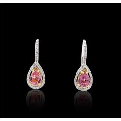 18KT White Gold 1.59ctw Pink Sapphire and Diamond Earrings