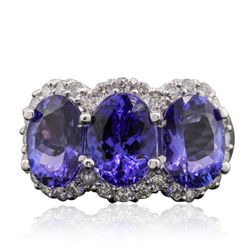 14KT White Gold 6.93ctw Tanzanite and Diamond Ring