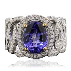 14KT Two-Tone Gold 3.59ct Tanzanite and Diamond Ring