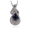 Image 1 : 18KT White Gold 4.63ct Tanzanite and Diamond Pendant With Chain