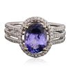 Image 1 : 14KT White Gold 2.42ct Tanzanite and Diamond Ring