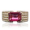 Image 1 : 14KT Yellow Gold 1.91ct Rubelite and Diamond Ring
