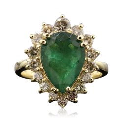 14KT Yellow Gold 3.10ct Emerald and Diamond Ring