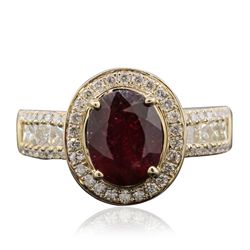 14KT Yellow Gold 3.06ct Ruby and Diamond Ring