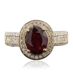 14KT Yellow Gold 3.06ct Ruby and Diamond Ring