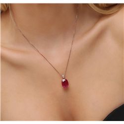 14KT Rose Gold 8.12ct Ruby and Diamond Pendant With Chain