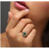 Image 4 : 14KT Rose Gold 1.06ct Emerald and Diamond Ring