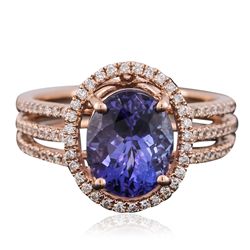 14KT Rose Gold 3.22ct Tanzanite and Diamond Ring