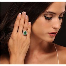 14KT White Gold 3.00ct Emerald and Diamond Ring