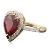 Image 2 : 14KT Yellow Gold 3.98ct Ruby and Diamond Ring