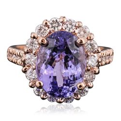 14KT Rose Gold 5.02ct Tanzanite and Diamond Ring