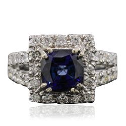 14KT White Gold 3.08ct Sapphire and Diamond Ring