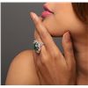 Image 6 : 18KT White Gold 4.72ct Green Opal and Diamond Ring